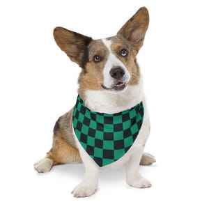 Black and Green Tanjiro Inspired Dog Bandana, Anime-Inspired Pet Accessories, Dog Costume, Pet Clothing, Pet Bandana Collar,