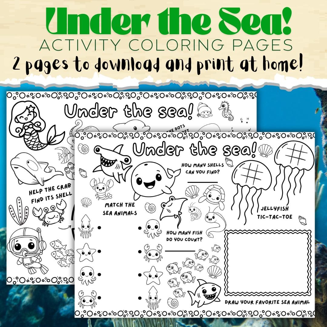 Under the Sea Activity Coloring Pages for Kids, Ocean Animal Coloring ...
