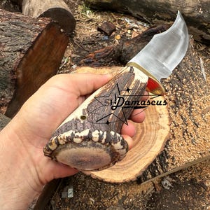Handmade Bowie Knife – D2 Steel with Stag Handle & Leather Sheath | Gift for Husband | Christmas Gift
