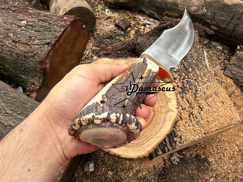 Handmade Bowie Knife – D2 Steel with Stag Handle & Leather Sheath | Gift for Husband | Christmas Gift