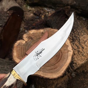 Handmade Bowie Knife – D2 Steel with Stag Handle & Leather Sheath | Gift for Husband | Christmas Gift