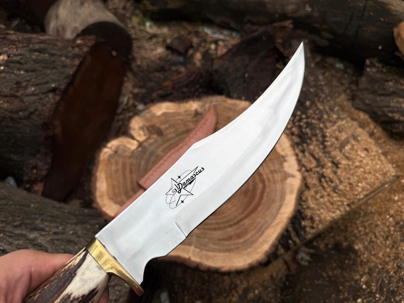 Handmade Bowie Knife – D2 Steel with Stag Handle & Leather Sheath | Gift for Husband | Christmas Gift