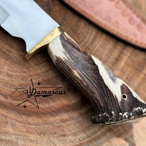 Handmade Bowie Knife – D2 Steel with Stag Handle & Leather Sheath | Gift for Husband | Christmas Gift