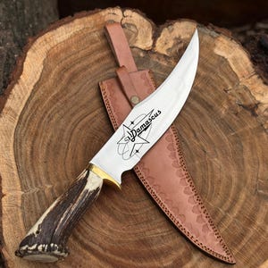 Handmade Bowie Knife – D2 Steel with Stag Handle & Leather Sheath | Gift for Husband | Christmas Gift