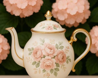 Vintage Rose Foral Teapot Printable