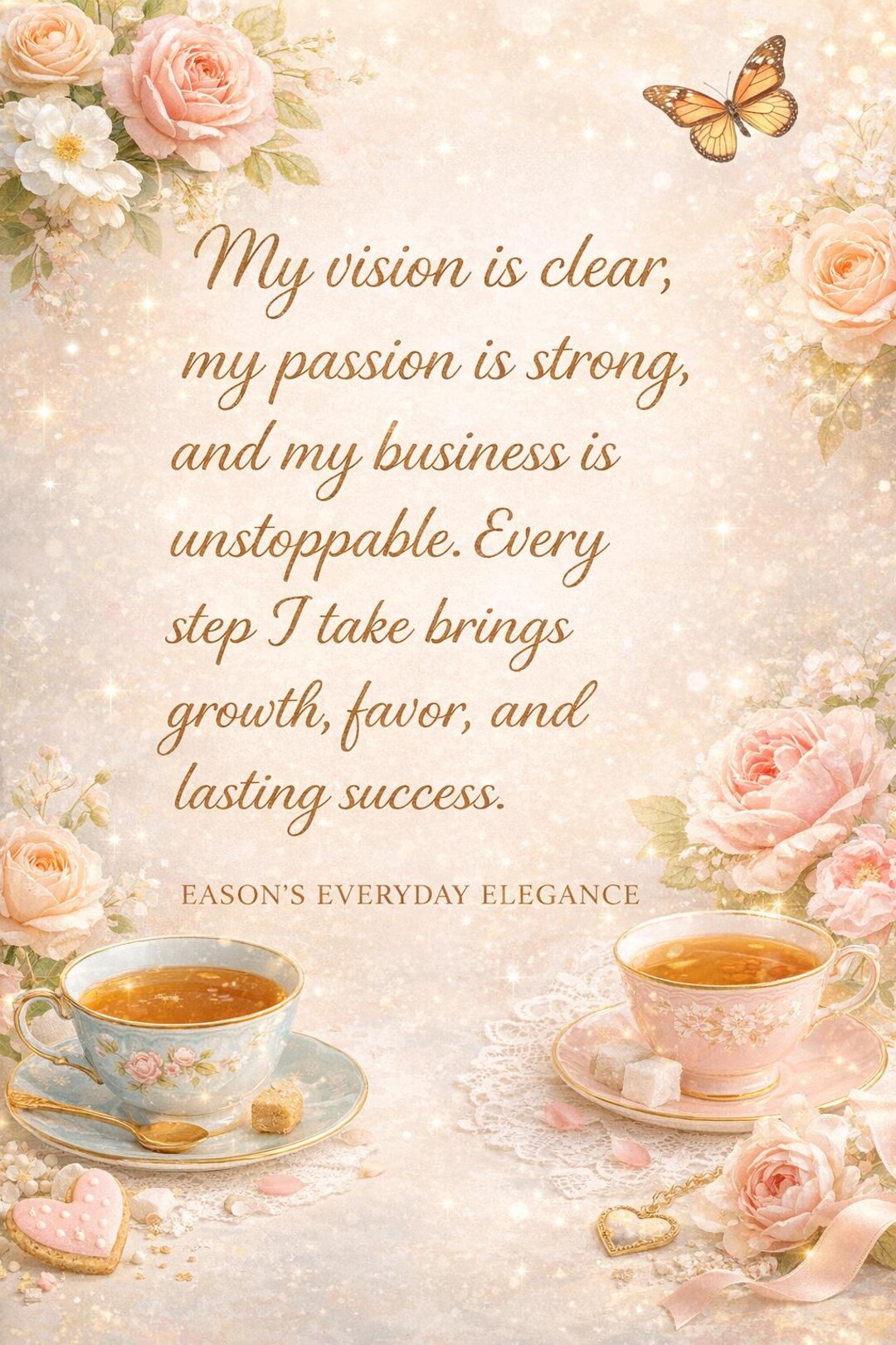 Feminine Business Affirmation Printable | Tea Party Floral Wall Art ...