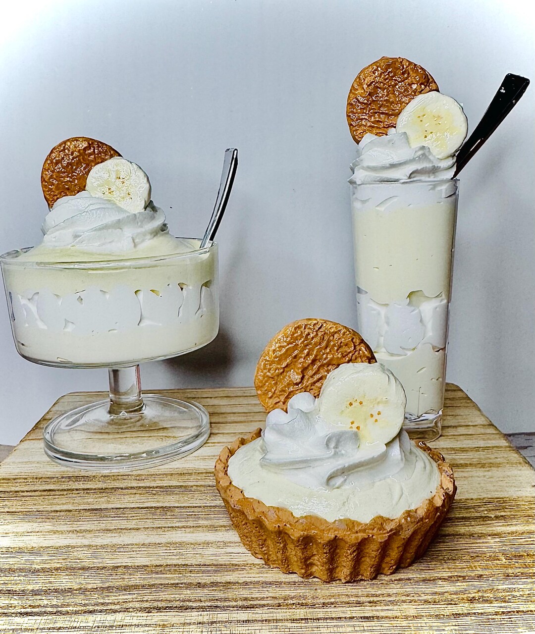 Fake Pudding Faux Banana Pudding Decor | Fake Banana Parfait | Banana Tart Display ...