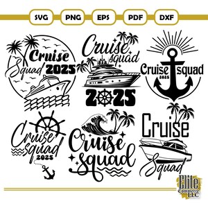 Cruise Squad 2025 bundel, familiecruise 2025 Svg, shirt cruisebemanning, cruise Svg, schip Svg, Svg-bestanden voor Cricut, sublimatie, digitaal bestand