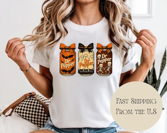 Koszulka Comfort Colors Spooky Dr Pepper Halloween: unisex, barwiona na ubraniach