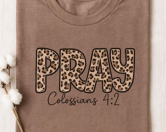 Comfort Colors Leopard Print Pray T-Shirt: Faith-Based Tee