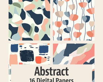 Abstract - Digital Paper Pack - 16 Seamless Patterns - 12x12in 300dpi, PNG and JPEG