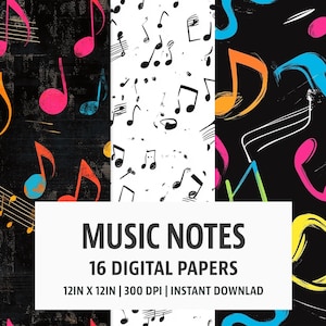 Music Notes Seamless Digital Paper Set - 16 Designs