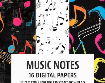 Music Notes Seamless Digital Paper Set - 16 Designs