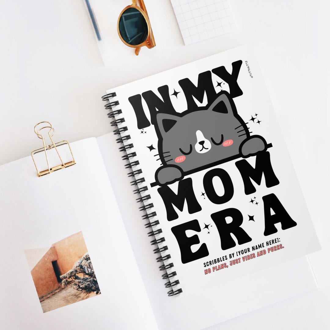 Mom Notebook Design Personalized Cat Mom Spiral Notebook, Cute Feline Journal - Etsy
