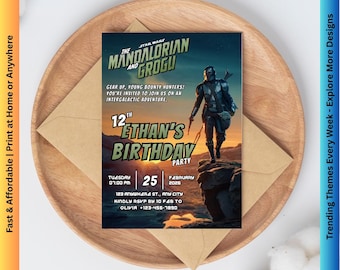 Mandalorian and Grogu Birthday Invitation | Party Invite | Comics | Printable Digital Download