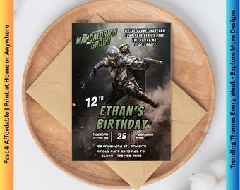Mandalorian and Grogu Birthday Invitation | Party Invite | Comics | Printable Digital Download