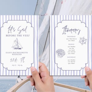 Let’s Sail Before the Veil Bachelorette Invite & Itinerary, Nautical Canva Template, Nauti Bride, Boat Party, Digital Download