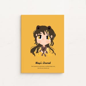 Personalized Cute Cartoon Girl Notepad - Custom Name Orange Notebook, Stationery Gift for School Student in Graduation Season