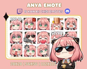 Emotes de Anya Chibi – Paquete de emojis de Twitch y Discord de Spy x Family