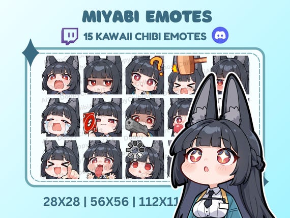 MIYABIKOTOJIページ Miyabi Chibi Emoji Pack – Zenless Zone Zero Twitch Discord Emotes