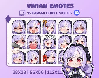 Vivian ZZZ Chibi Emotes Bundle, Zenless Zone Zero, Discord Twitch Youtube Emoji (Digital Download)