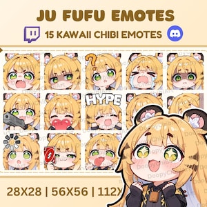 Pack d&#39;émoticônes Ju fufu |  Émoticônes Zenless Zone Zero|  Emotes Twitch et Discord | Emotes ZZZ pour streamers | Émoticônes chibi kawaii | Fichier numérique