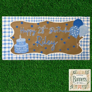 Bannière d'anniversaire personnalisée peinte à la main – Décoration de fête personnalisée sur papier kraft