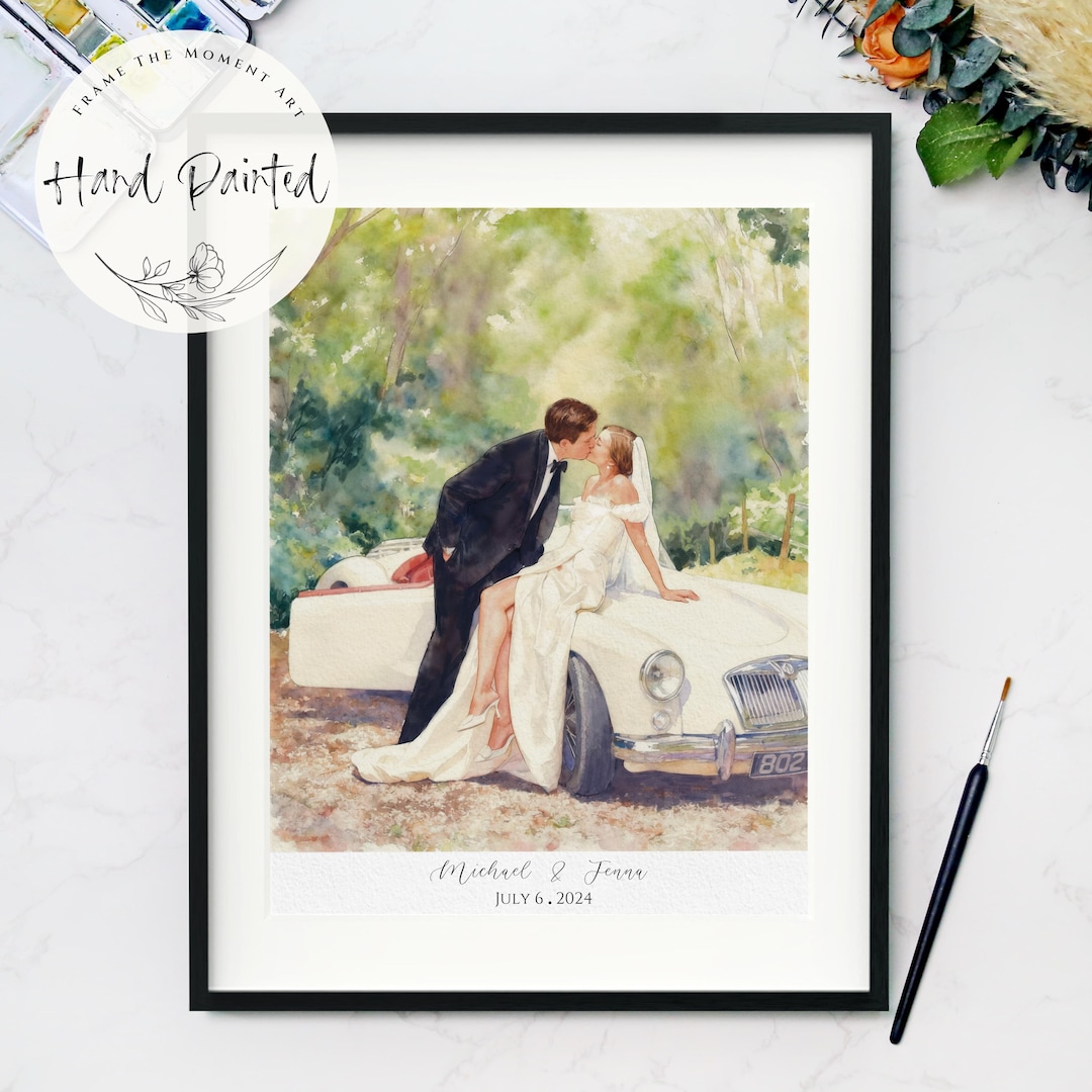 Watercolor Couple Portrait From Photo, Custom Wedding Anniversary Gift ...