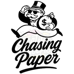 Cyfrowy projekt PNG Chasing Paper – grafika Hustle Money Bag na koszulki, bluzy z kapturem, naklejki samochodowe, naklejki i inne – natychmiastowe pobranie