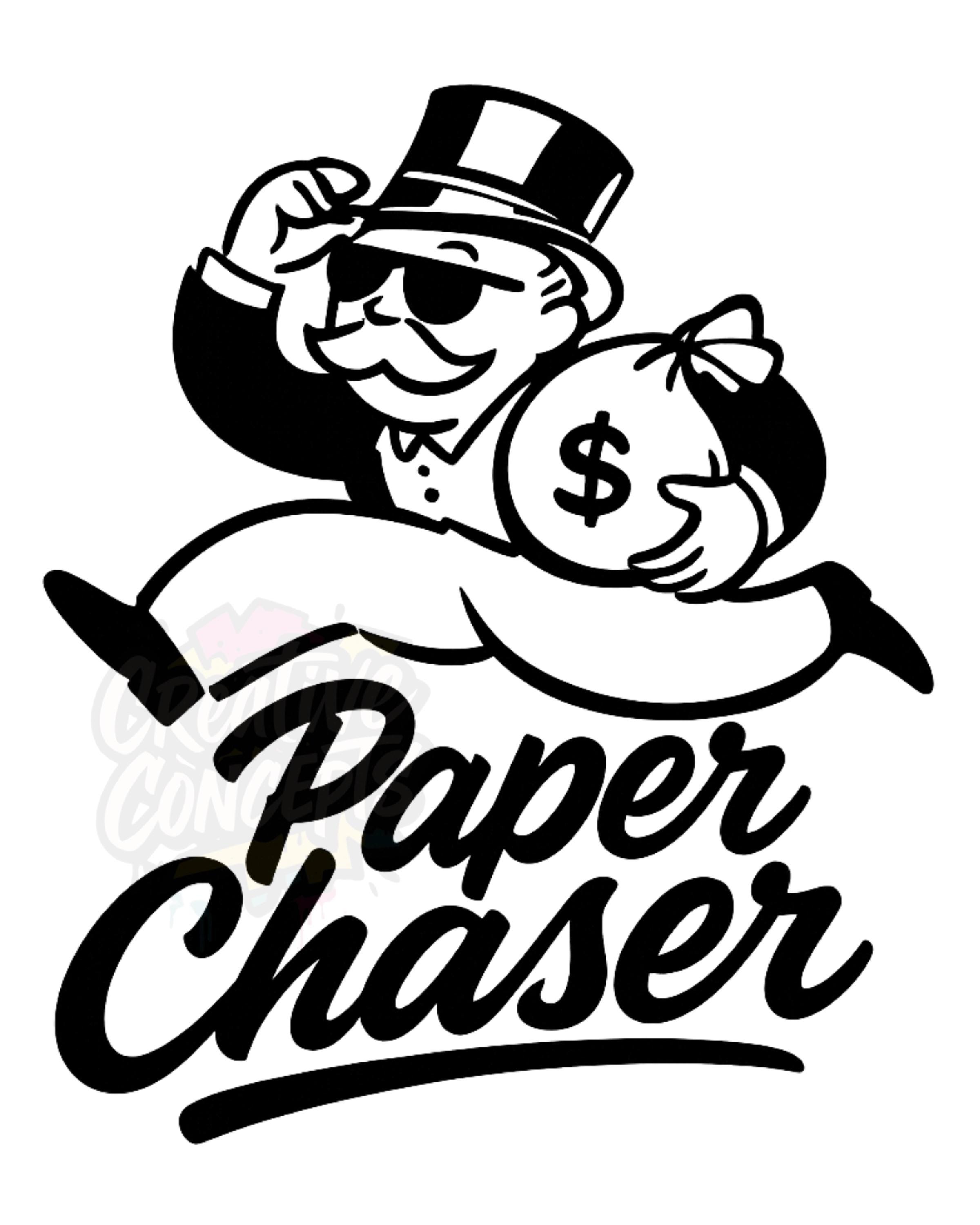 Paper Chaser PNG – Bold Hustle Money Bag Graphic for Stickers, Shirts, and Decals