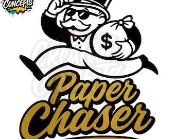 Paper Chaser PNG – Bold Hustle Money Bag Graphic for Stickers, Shirts, and Decals