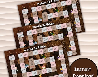 Bewerkbaar Waiting To Exhale Ladies Night-spel | Afdrukbaar feestspel voor meidenavond | Bewerkbare bordspelsjabloon | Direct downloaden