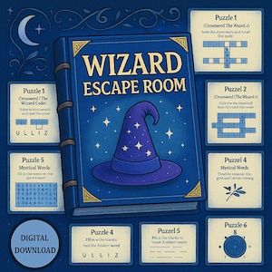 Wizard Escape Room Game | Printable DIY Puzzle Kit | Magical Adventure Interactive Game for Family and Parties
