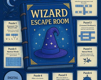 Zauberer Escape Room Spiel | DIY druckbares Puzzle (PDF)