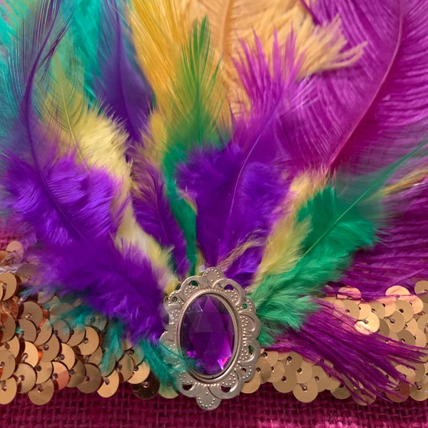 mardi gras knotted headband