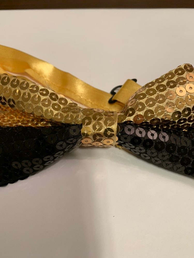 Bow Tie Black and Gold Sequin | Etsy