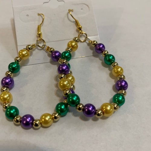 mardi gras beaded earrings wholesale
