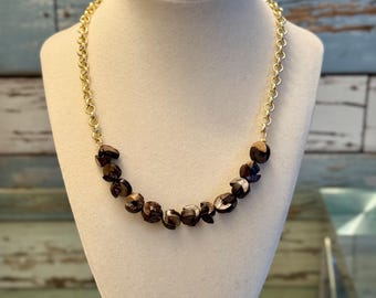 Coco Bead Necklace: Handmade Brown Rolo Chain, 18 inch