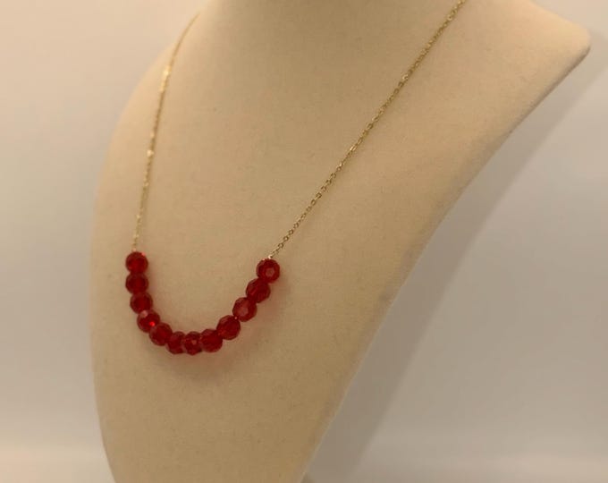 Christmas Chic Red Crystals Chain Necklace - 18 inches long