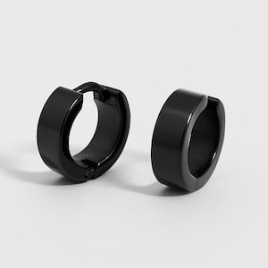 Men’s Stainless Steel Earrings – Black & Gold Hoop Pair | Minimalist Earrings for Men | Non-Tarnish, Hypoallergenic