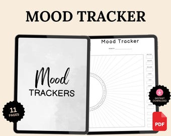Mood Tracker Digital PDF, Mental Health Journal, Anxiety & Stress Tracker, Emotional Wellness, Therapy Worksheets, Self Care Planner