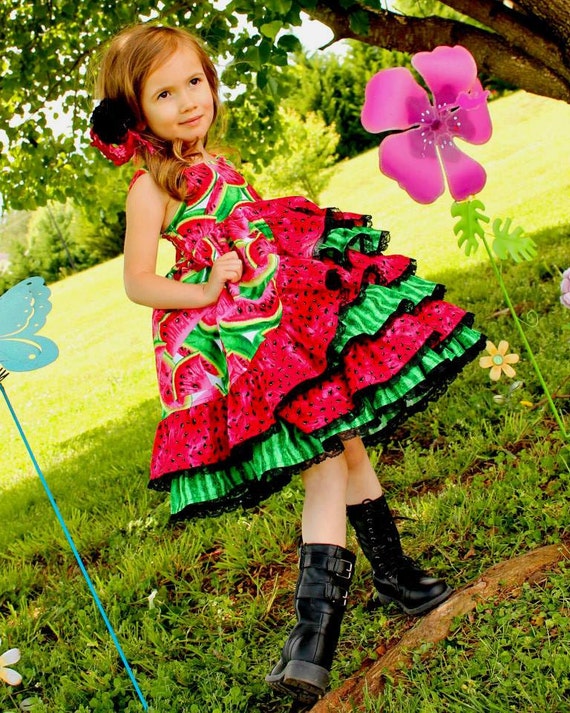 Items similar to Girls Watermelon Dress, Girls Watermelon Pageant Dress