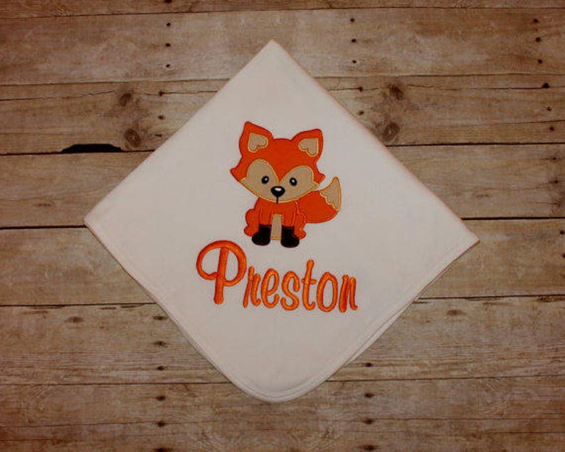 Boys Shower Gift Monogrammed Onesie Monogram Baby Receiving Blanket Fox Bodysuit Fox Onesie Personalized Onesie Baby Boy Layette