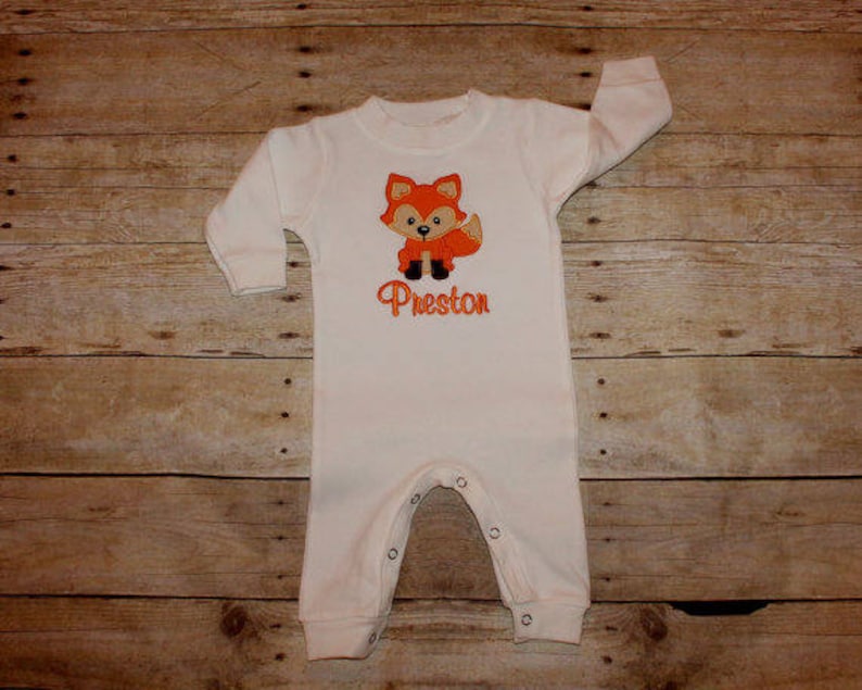 Boys Shower Gift Monogrammed Onesie Monogram Baby Receiving Blanket Fox Bodysuit Fox Onesie Personalized Onesie Baby Boy Layette