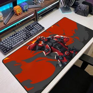 Deadpool Desk Mat | Red Black Gaming Mouse Pad | Marvel Rivals Mouse Pad XL
