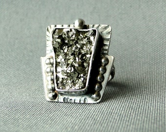 Art deco style Pyrite ring size 7