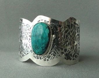 Turquoise and silver cuff bracelet