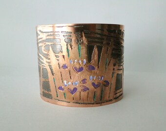 Asian flavored iris copper bracelet
