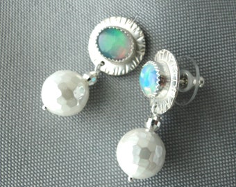 Ethiopian Opal with mother of pearl earrings