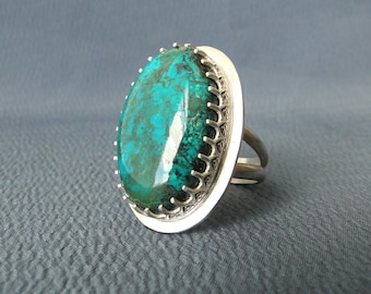 Large Turquoise silver ring Size: 9